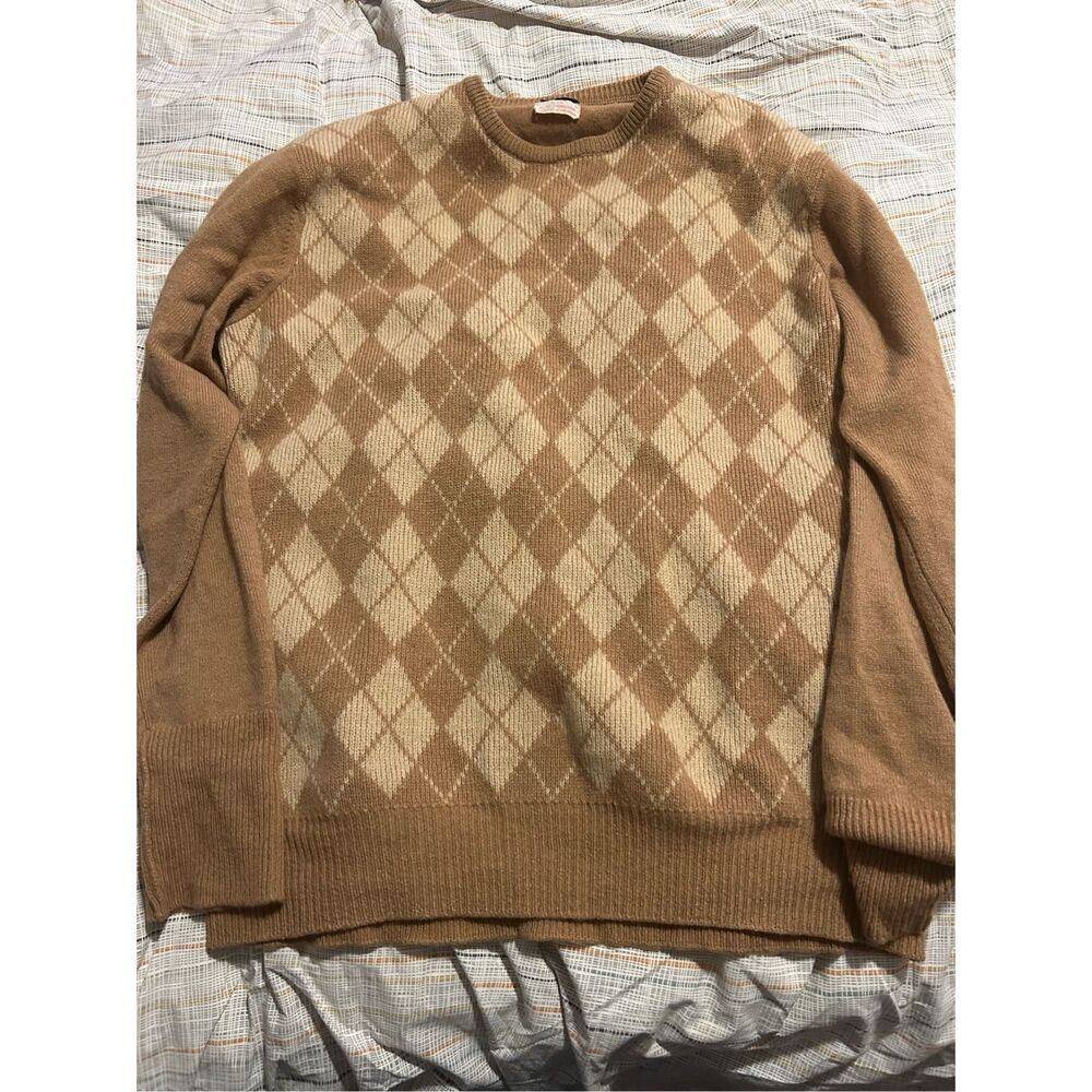 100% Camel Wool Brooks Brothers Vintage Scotland Sweater EUC $39 L see measureme